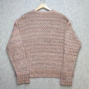 Madewell Sweater Women Large Peach Brown Open Knit Crochet Pullover Boho Coastal thumbnail 2