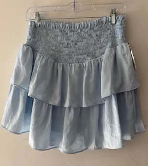 Altar’d State‎ NEW!! Baby Blue Smocked Waist Ruffle Skirt thumbnail 1