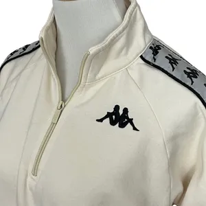 Kappa Cream Cropped Quarter Zip Logo Tape Pullover S thumbnail 4