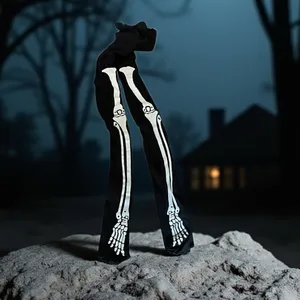 Black Skeleton Print Tights Halloween thumbnail 2