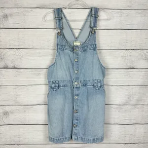 We The Free People‎ Edie Denim Skirtall Sz Large Skirt Overalls Boho Western thumbnail 2