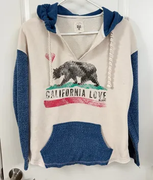 Billabong Blue and Cream V-Neck Sweater thumbnail 1