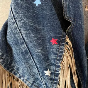 🤠Fringe Denim Western Jacket💃🏼 ~Large Blue thumbnail 12