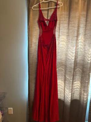 Jovani Red sparkle prom dress thumbnail 3
