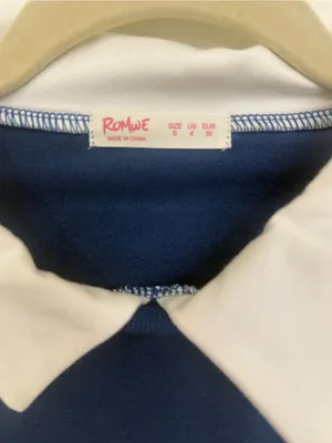 ROMWE Boston Blue Pullover Sweatshirt with White Collar women Size Small thumbnail 3