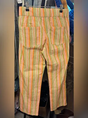 NWOT Free People In My Feelings Stripe Slim Flare Crop Pants - green combo - S thumbnail 8