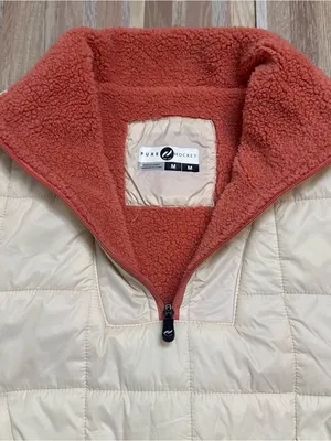Pure Hockey Cream Quilted Pullover Jacket with Coral Sherpa Interior Women’s Med thumbnail 7