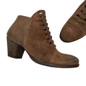 Free People Loveland Ankle Boot Size 39 US 9 Brown Suede Snake Embossed Boho thumbnail 11
