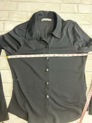 Abercrombie & Fitch Black Mesh Button-Front Long Sleeve Shirt Size Small thumbnail 6