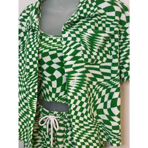 rue21 Green and White Printed 3-Piece Lounge Set Size XS thumbnail 4