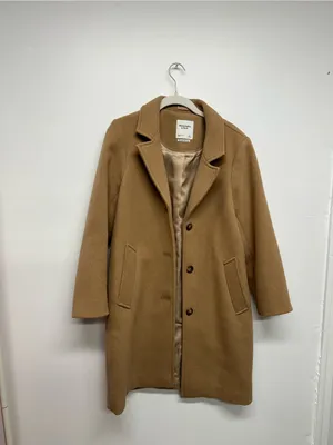 Abercrombie & Fitch Classic Women's Tan Wool-Blend Long Dad Coat thumbnail 9