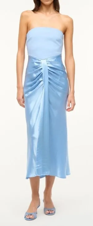 STAUD Wayfaring Strapless Cutout Satin Midi Dress thumbnail 1