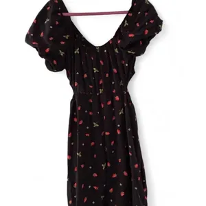 Black cut out Milk maid cottage core strawberry print dress thumbnail 4