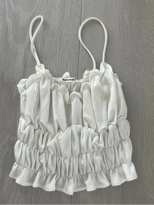 Reformation Lightweight White Ruched Stretchy Tank Top | Small thumbnail 1