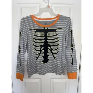 Snooze Button Women’s Halloween Skeleton Pajama Set L Glow in the Dark thumbnail 2