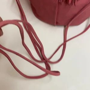Vintage Valley Girl Pink Leather‎ Clam Shell Crossbdy Bag A27 thumbnail 5