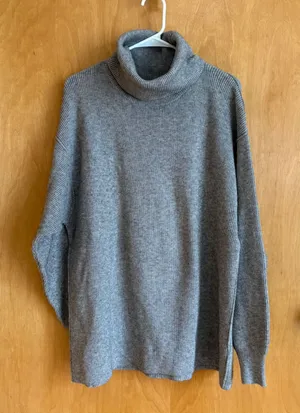 Free People Afterglow Sweater Women S Gray Ribbed Oversized Mock Neck Turtleneck thumbnail 1