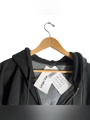 J. Galt Black Full Zip Hooded Sweatshirt Women's L/XL Oversized Casual Wear NWT thumbnail 5