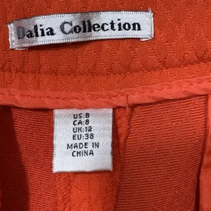 Dalia Collection Ankle Pants Womens‎ 8 Orange Textured Diamond Jacquard Slim Fit thumbnail 2