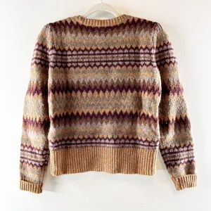 Marc Jacobs Crewneck Wool Blend Fair Isle Sweater Brown Small thumbnail 3
