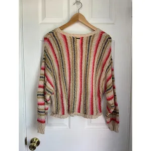 Billabong Women’s Large She’s A Trip Striped knit Pullover Sweater cropped thumbnail 3