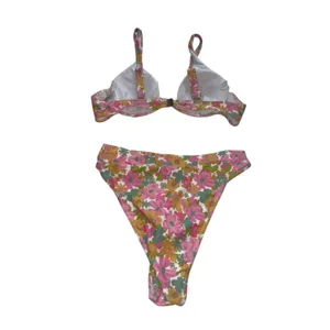 SHEIN Pink, Yellow & Green Floral Underwire Bikini Set thumbnail 4
