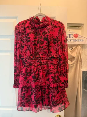 Amanda Uprichard Samira Dress, Floral Long-Sleeve Ruffle Mini Dress thumbnail 3