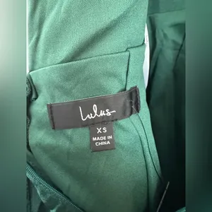 NWT Lulus Tiers of Joy Emerald Green Satin Tie- Back Tiered Mini Dress thumbnail 8