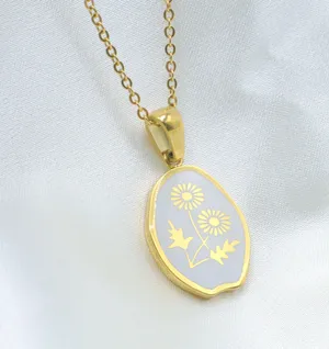Daisy Flowers Irregular Pendant Necklace Gold thumbnail 4