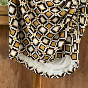 Anthropologie Maya Ruched Cowl Neck Dress Yellow Geometric Print Size MP. NEW! thumbnail 6