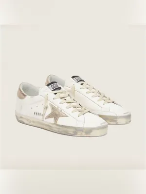 Golden Goose Super Star Sneakers w/ Gold Sparkle Foxing & Metal Stud Lettering thumbnail 2