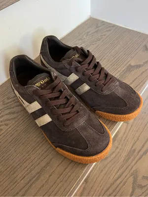 Gola Anthropologie Harrier Mirror Suede Sneakers in Mocha / Gold / Gum NWOB thumbnail 3