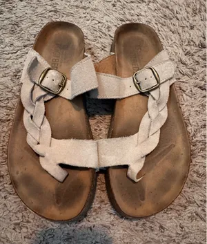 White Mountain Hobie‎ Braided Suede Slide Sandals Beige Women's Size 7M thumbnail 1