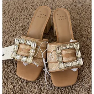 NWT Women's Kathleen Raffia Buckle Block Heels - A New Day 6 thumbnail 7