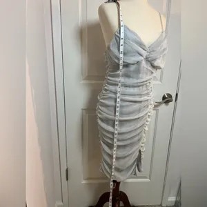 Lulu's Shimmering Silver Ruched‎ Mini Dress thumbnail 5
