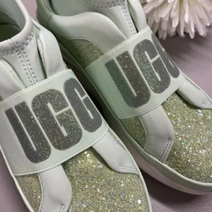Ugg Sneaker Glitter Chunky Mint Green Spellout Graphic Strap Shoe Womens Size 7 thumbnail 2