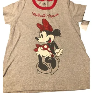 Disney Minnie Mouse Grey Red Short Sleeve Tee M (19” PTP) thumbnail 1