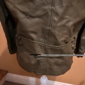 Vintage Women's Green Leather Jacket Button‎ Front Zip thumbnail 4
