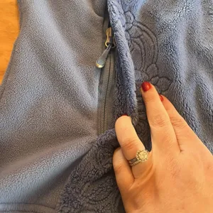L.L Bean Womens Medium Zip Up Long Sleeve Fleece Jacket Blue Floral EUC thumbnail 6
