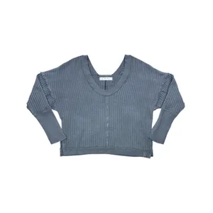 Free People We The Free New Magic Thermal‎ Top Gray XS Waffle Knit Pullover Boho thumbnail 3