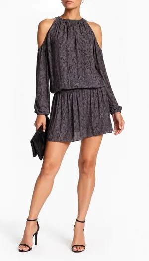 Ramy Brooke Lauren Cold Shoulder Snake Print Mini Dress Women's Gray Size Small thumbnail 1