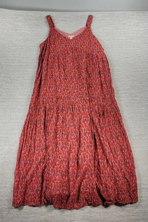 Joie Anthro Bondi Tiered Maxi Sundress Size M Red Ikat Spaghetti Strap Lined NWT thumbnail 1