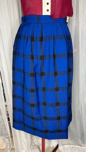 Pendleton skirt wool plaid knee length blue black Size 6 thumbnail 1