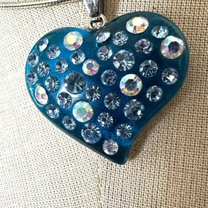 Blue Heart Pendant Choker with Rhinestones 💙 thumbnail 3