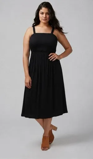 NWT Lane Bryant Black Convertible Strapless Midi Dress Plus Size 14/16 1X thumbnail 1