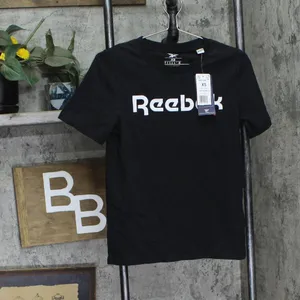 NWT Reebok Womens Logo Cotton Graphic T-Shirt Tee IT8891 Black XS thumbnail 2