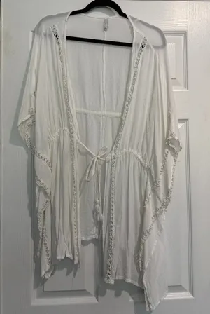 RAVIYA Lace Detail Cream White Swimsuit Coverup Cover Up Size Large thumbnail 1