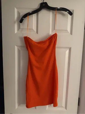 Sky to Moon NWOT Orange Ribbed Bodycon Dress thumbnail 2