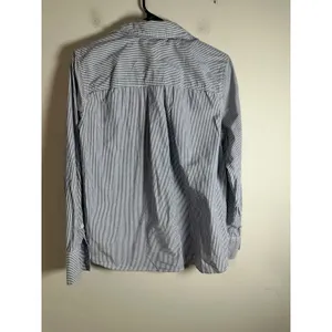 Banana Republic Womens‎ Lazuli Blue Pinstripe Cotton Button Down Shirt M 866206 thumbnail 7