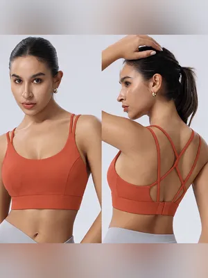 Coral Strappy Back Sports Bra with Hook Closure — Size M — NWOT thumbnail 2